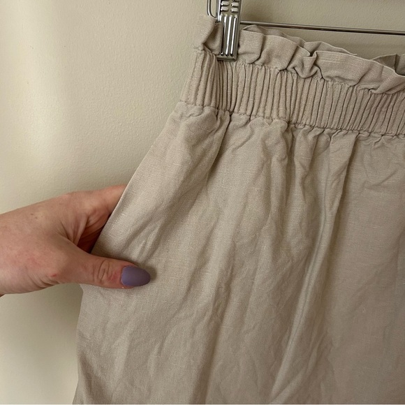 J. Crew Beige Linen Cotton Blend Ivory Elastic Waist Mini Skirt Women’s Size 8 - Picture 3 of 6